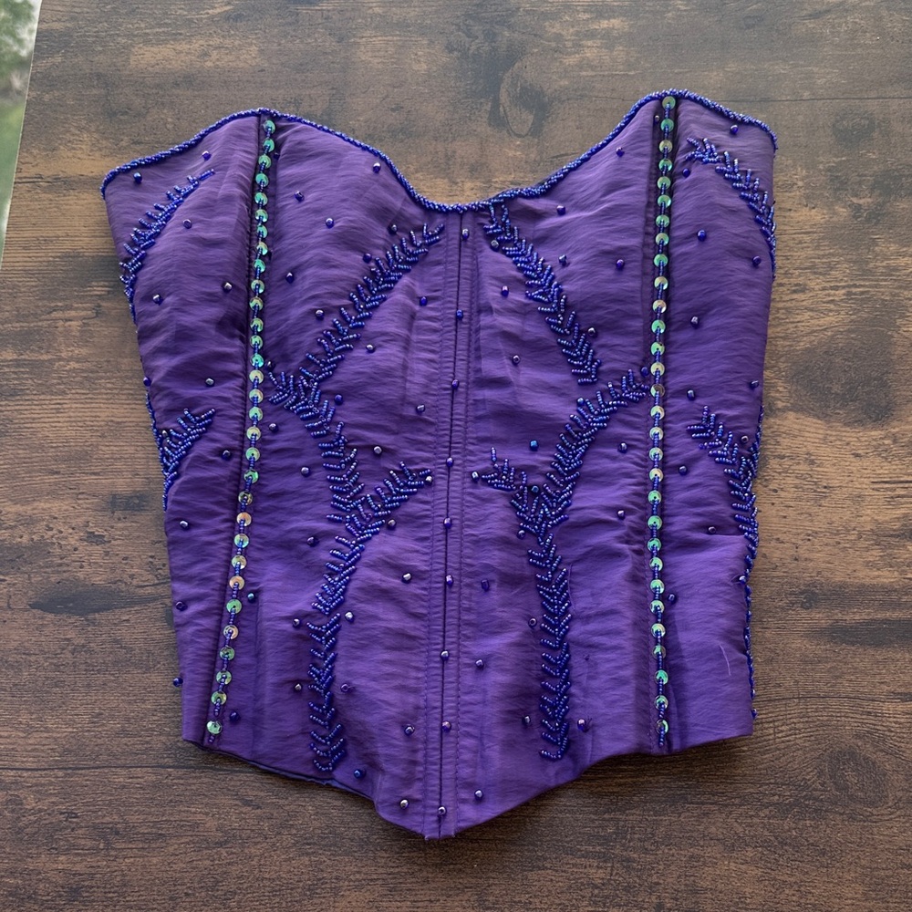 Elegant Purple Embellished Women's Corset